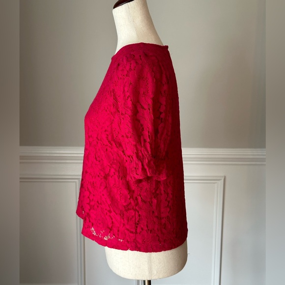 1.STATE Women's Puff Short Sleeve Keyhole Top size Medium - Picture 4 of 11